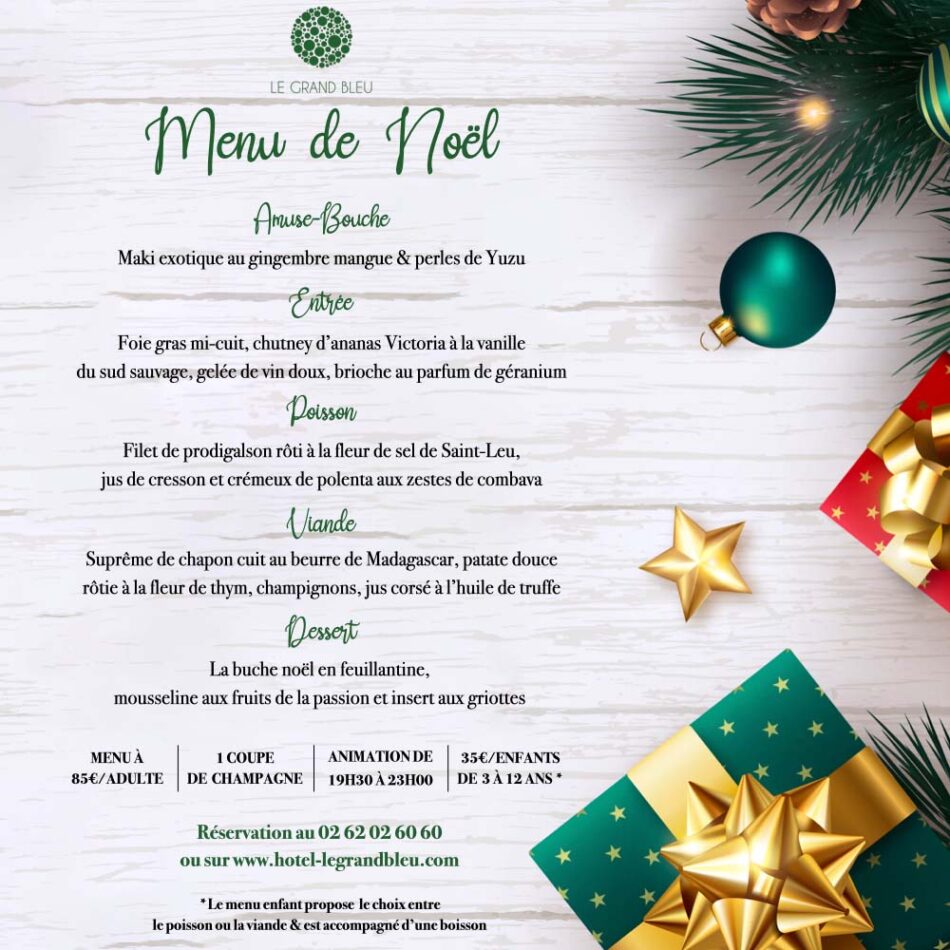 Menu de Noël du Grand Bleu !