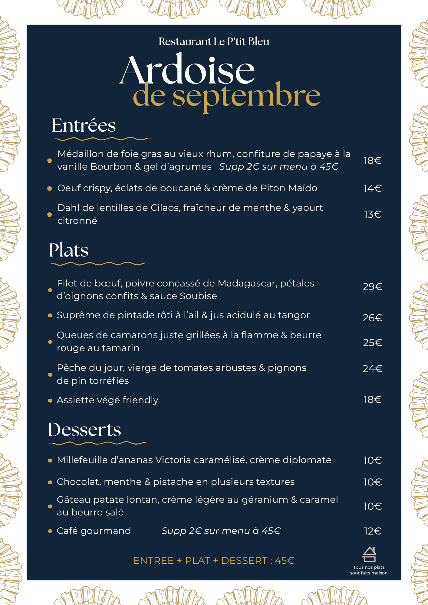 Menu du mois de septembre