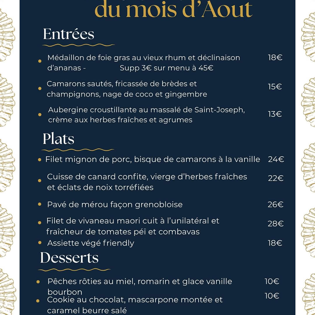 Menu du mois  d&rsquo;Août